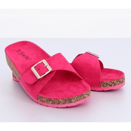 Pantoufles en daim fuchsia CK61P Fushia rose 1