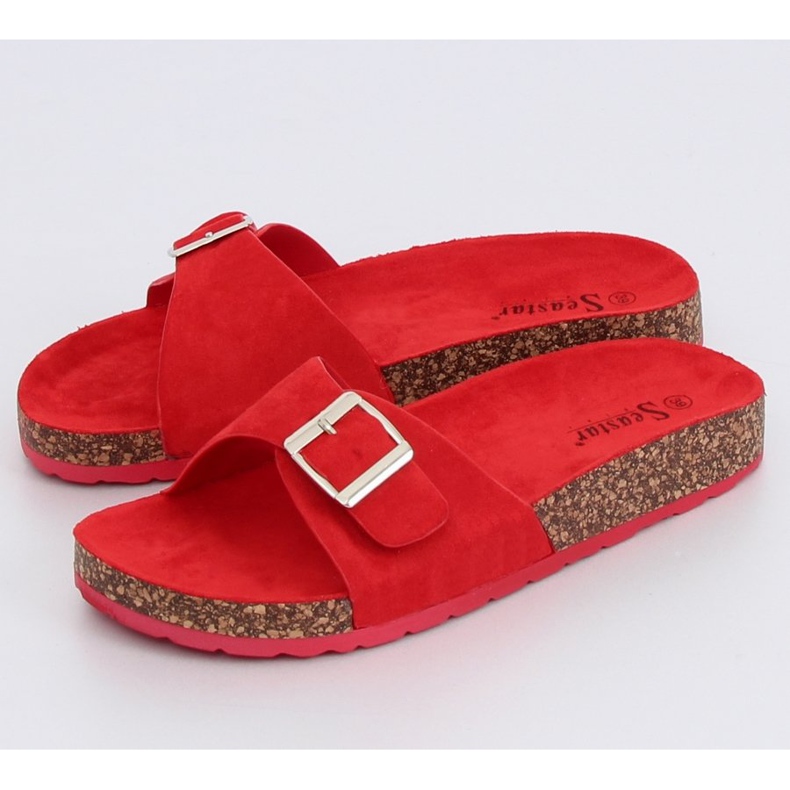 Chaussons en daim rouge CK61P Rouge 1