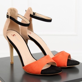 Sandales sur un talon haut WD100P Beige brun multicolore 4