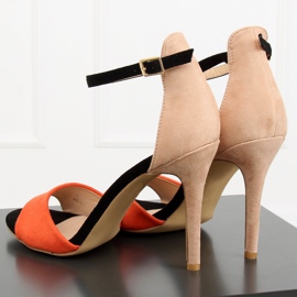 Sandales sur un talon haut WD100P Beige brun multicolore 5