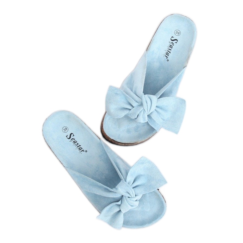 Chaussons en daim bleu CK02P LT.BLUE 2