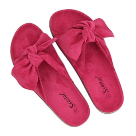 Pantoufles en daim fushia CK02P rose 1