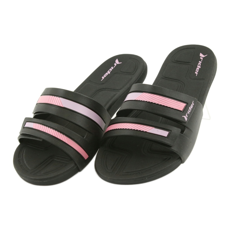 Pantoufles de loisirs chaussures de piscine pour femmes Rider 82503 noir rose 5