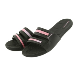 Pantoufles de loisirs chaussures de piscine pour femmes Rider 82503 noir rose 3