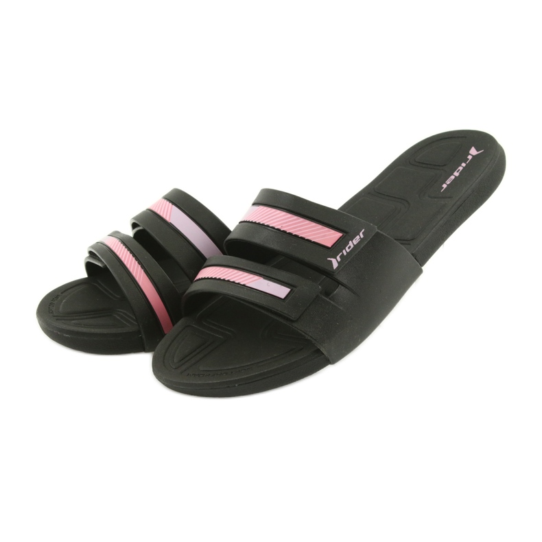 Pantoufles de loisirs chaussures de piscine pour femmes Rider 82503 noir rose 3