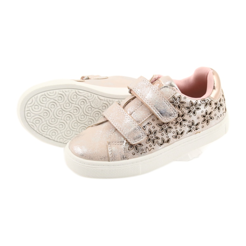 American Club Chaussures de sport pour enfants à fleurs américaines ADI gris rose 5