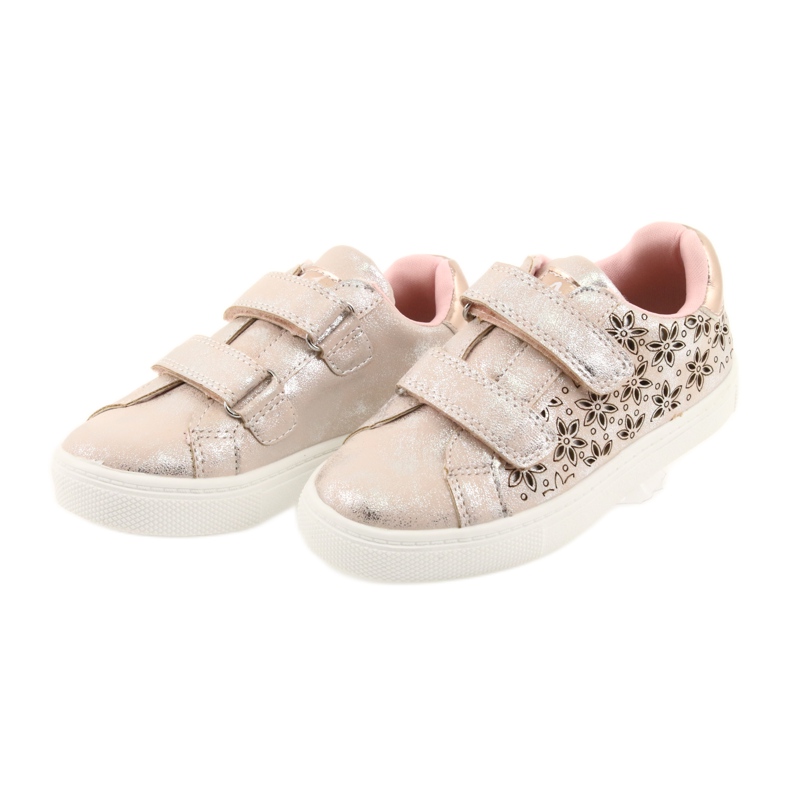 American Club Chaussures de sport pour enfants à fleurs américaines ADI gris rose 3