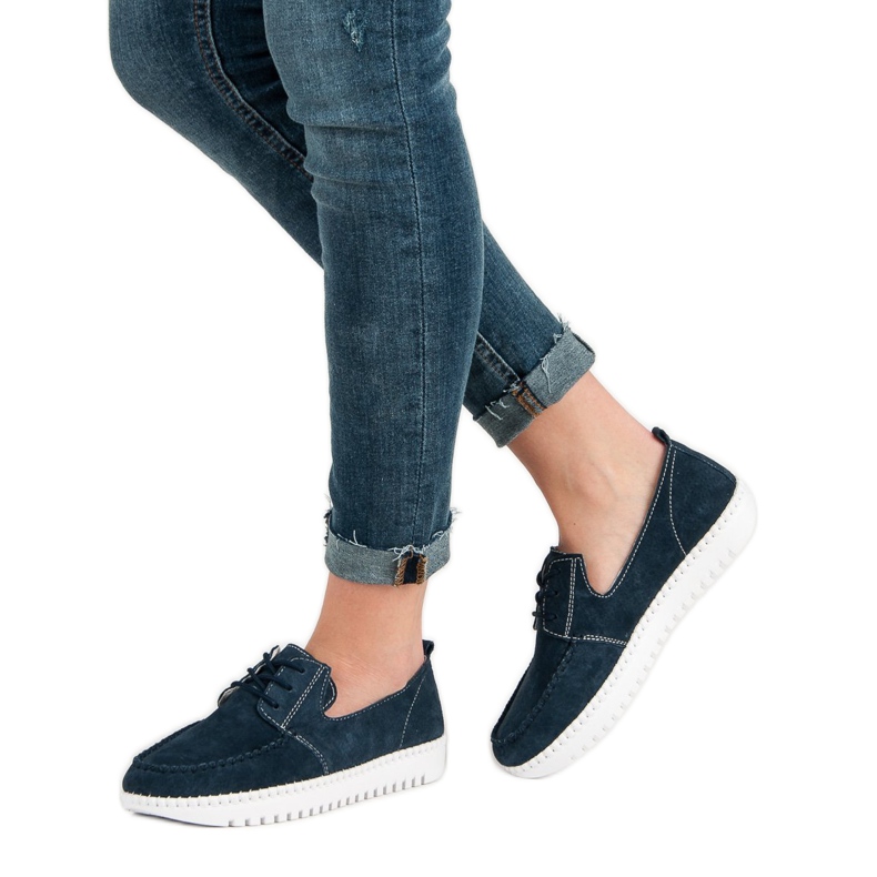 Filippo Mocassins en cuir à lacets bleu bleu marin 1 Filippo Mocassins en cuir à lacets bleu bleu marin 1