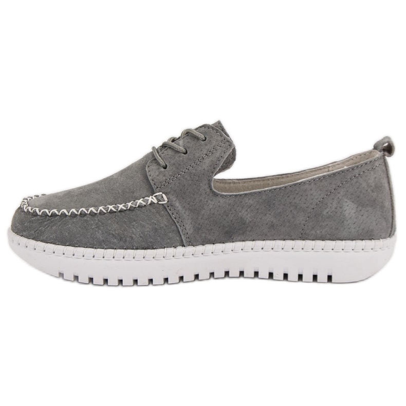 Filippo Mocassins en cuir à lacets gris 1