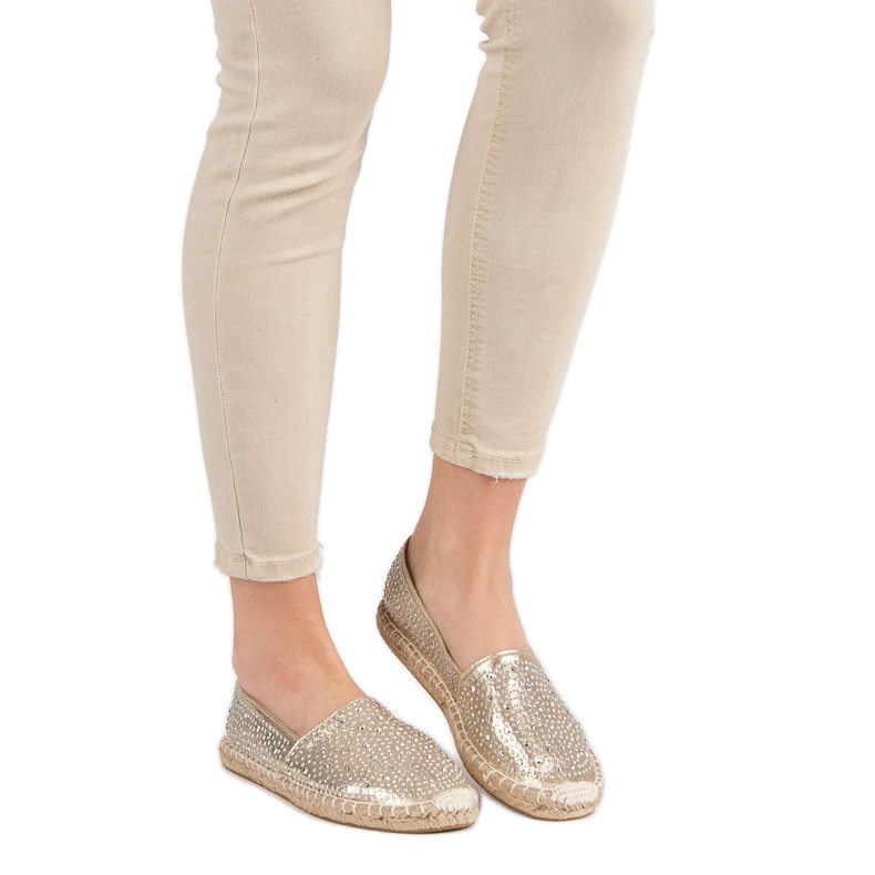 Espadrilles Dorées Avec Cristaux d'or 1