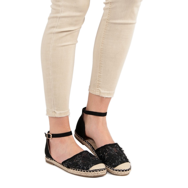 Nio Nio Espadrilles en dentelle le noir 1