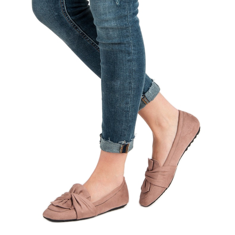 Ballerines en daim poudré rose 2