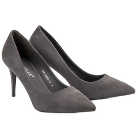 Bestelle Escarpins en daim gris 6