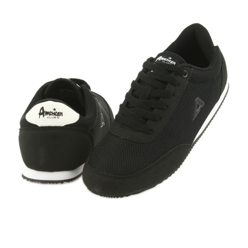 American Club chaussures de sport nouées blanc noir 4