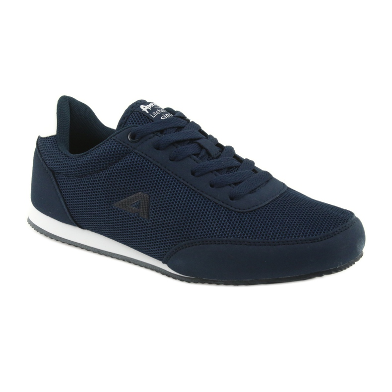 American Club chaussures de sport nouées blanc bleu marine 1