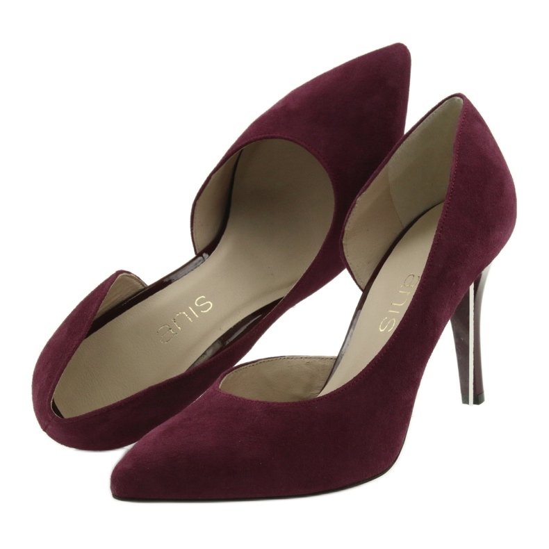 Escarpins femme en daim Anis cerise rouge multicolore 5