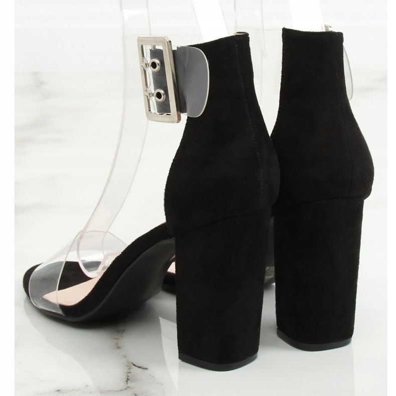 Sandales à rayures transparentes noir B4-0218H Noir 1