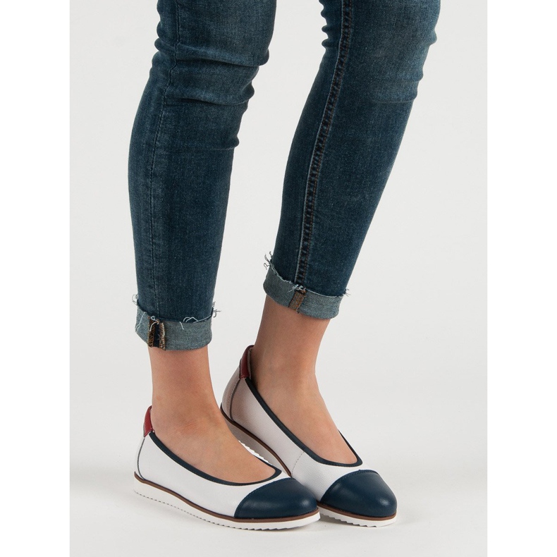 Filippo Ballerines confortables en cuir blanche 1