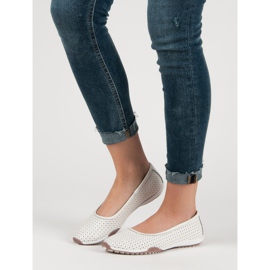 Filippo Ballerines en cuir ajouré blanc 1