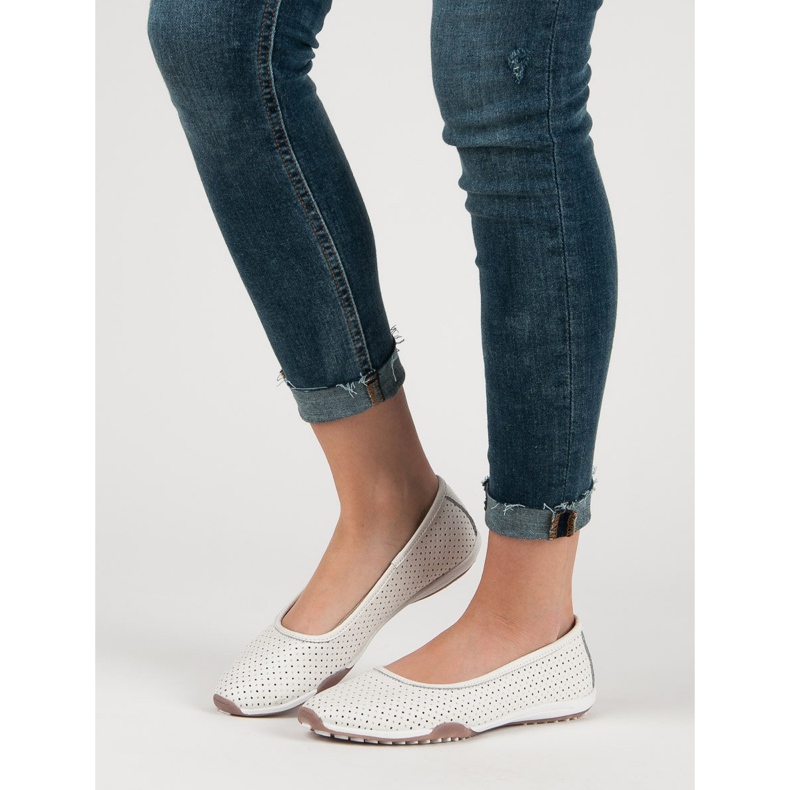 Filippo Ballerines en cuir ajouré blanche 1