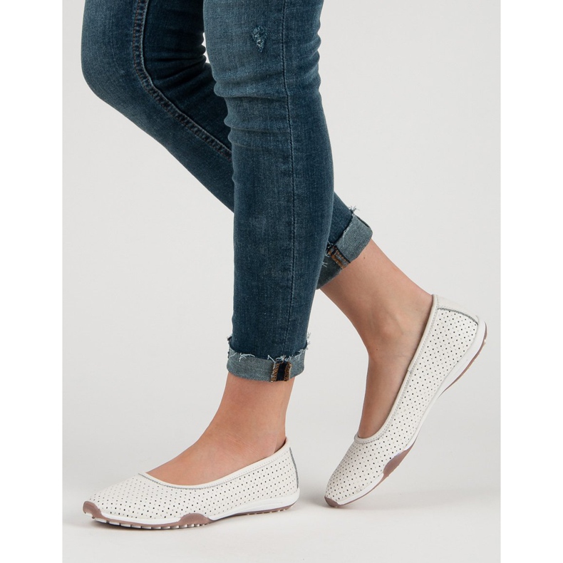 Filippo Ballerines en cuir ajouré blanche 2