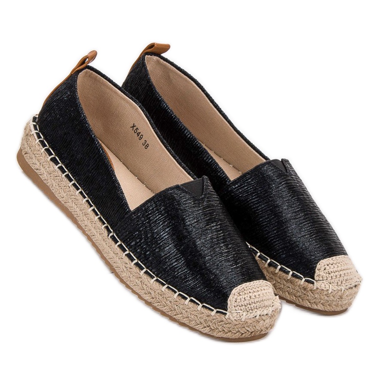 Small Swan Espadrilles Brillantes noir 1