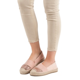 Small Swan Espadrilles En Daim Avec Cristaux rose 5