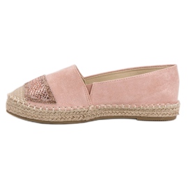 Small Swan Espadrilles En Daim Avec Cristaux rose 2