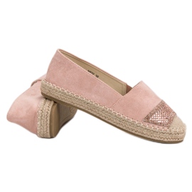 Small Swan Espadrilles En Daim Avec Cristaux rose 3