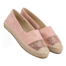 Small Swan Espadrilles En Daim Avec Cristaux rose 4