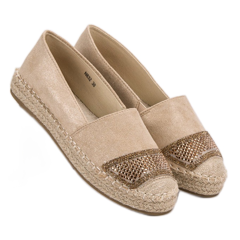 Small Swan Espadrilles En Daim Avec Cristaux brun 2