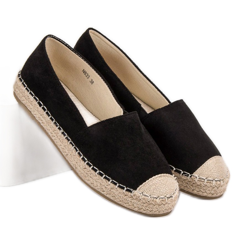 Small Swan Espadrilles en daim noir 1