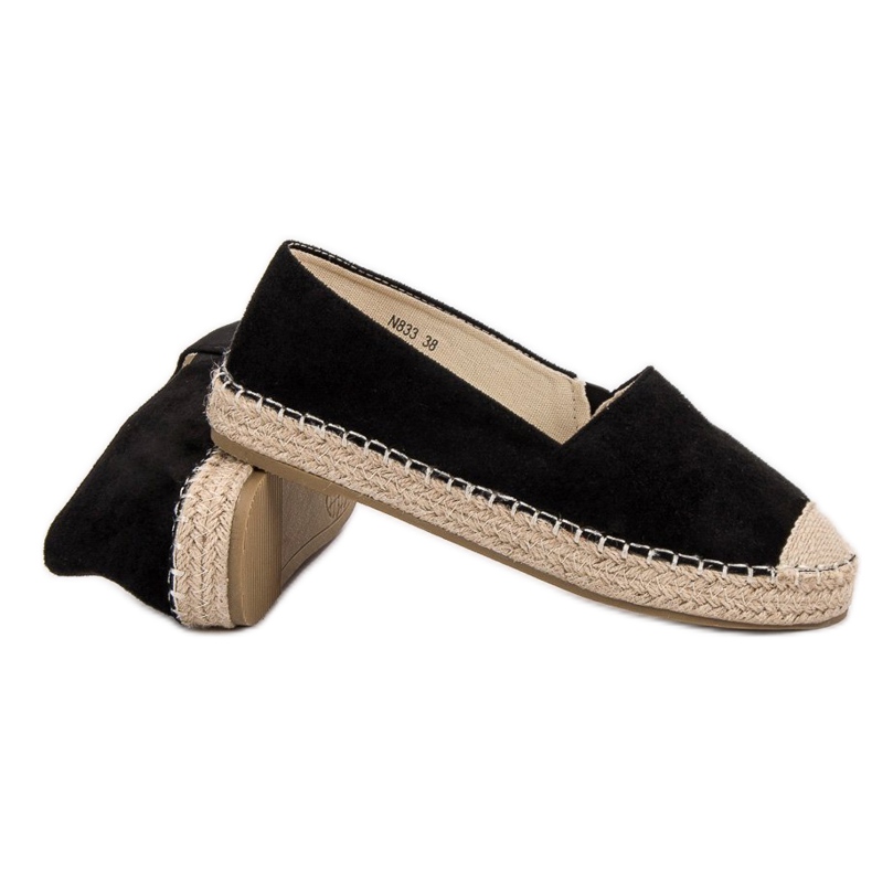 Small Swan Espadrilles en daim le noir 2