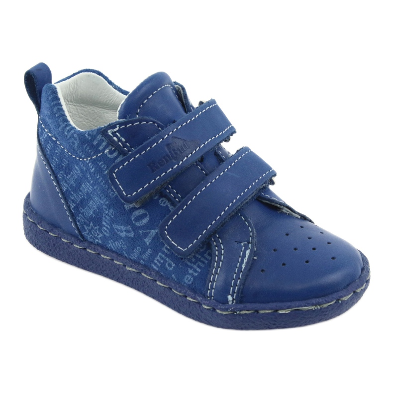 Chaussures en cuir pour garçons avec velcro Ren But 1429 bleu 1 Chaussures en cuir pour garçons avec velcro Ren But 1429 bleu 1