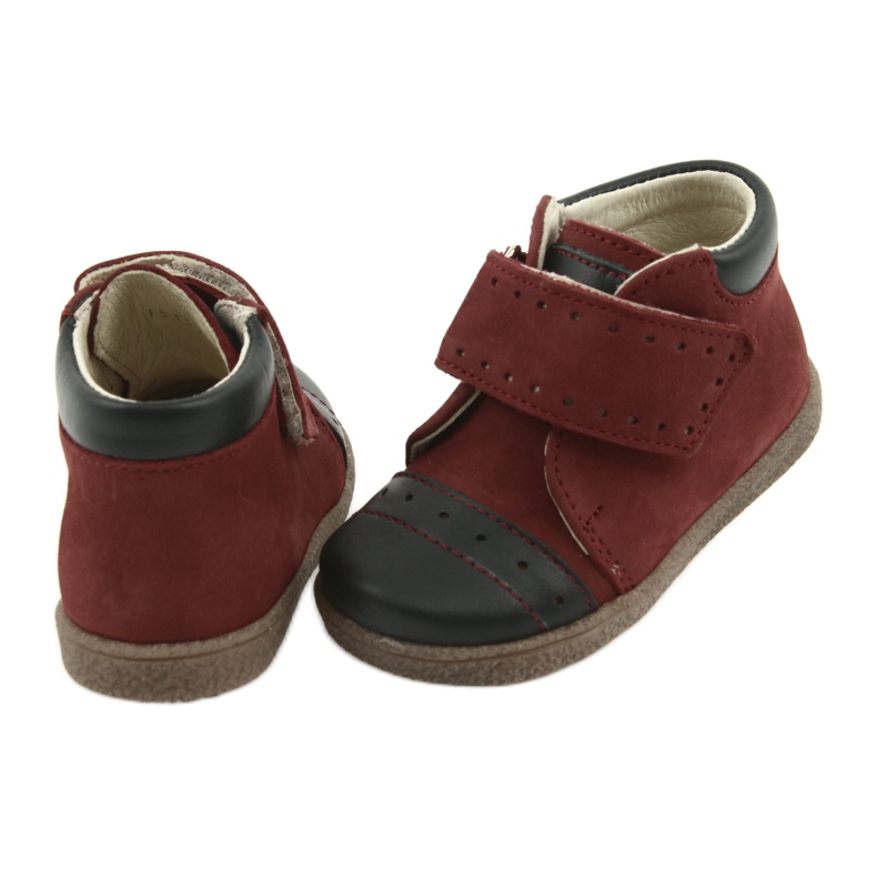 Ren But Garçons en cuir avec Velcro 1535 Bourgogne Ren mais rouge 4