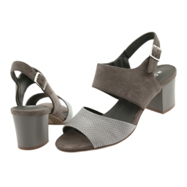 M.Daszyński Talons des femmes 122-4 sandales beige noires 4
