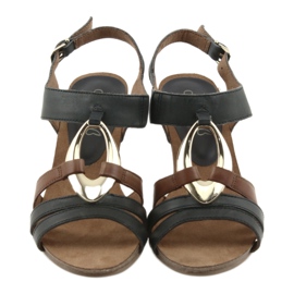 Sandales femme Caprice ovale doré brun jaune bleu marin 6