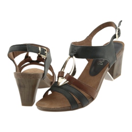 Sandales femme Caprice ovale doré brun jaune bleu marin 4
