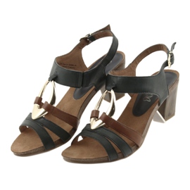 Sandales femme Caprice ovale doré brun jaune bleu marin 3