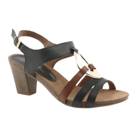 Sandales femme Caprice ovale doré brun jaune bleu marin 1