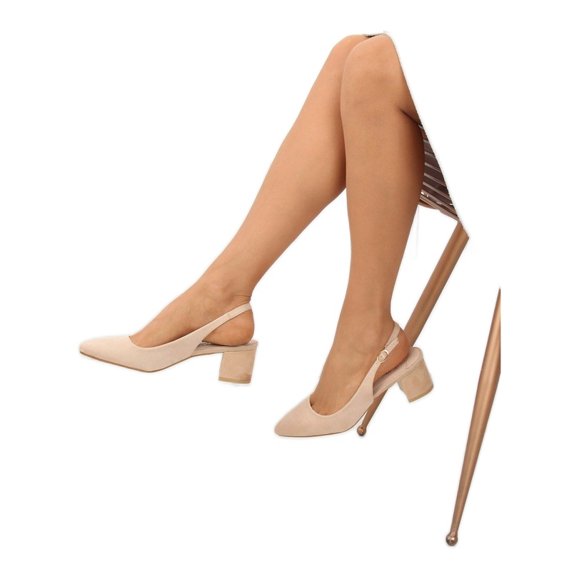 Escarpins à talon ouvert beige S0-231 Beige 2
