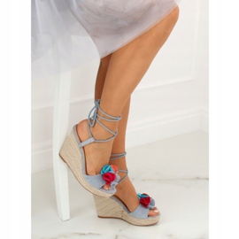 Bleu YY27P Sandales compensées bleues 1
