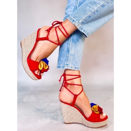 Sandales compensées rouges YY27P Rouge 2