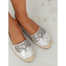 Espadrilles en argent avec une couronne, H-6558 Argent gris 3