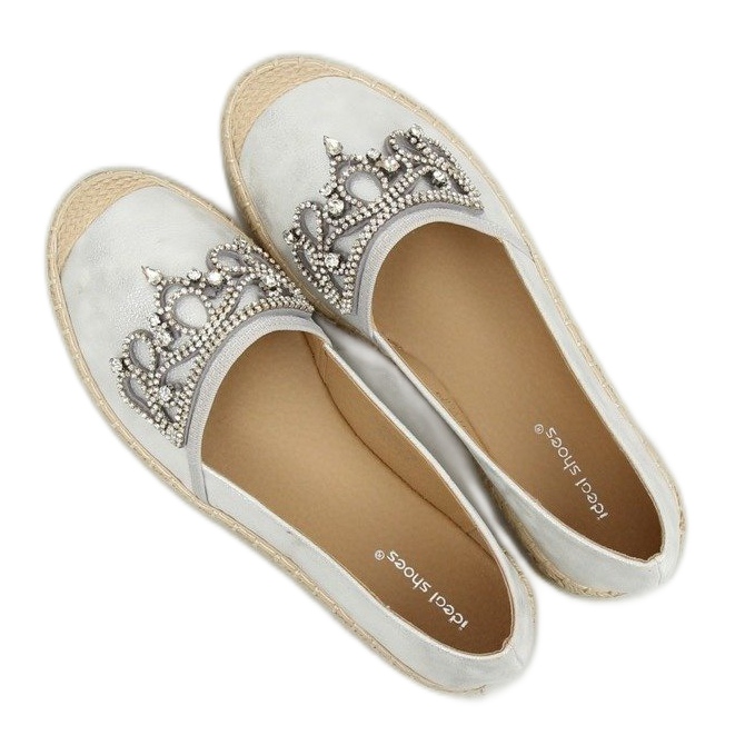 Espadrilles en argent avec une couronne, H-6558 Argent gris 1