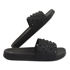 Noir CK67P Chaussons noirs avec pierres 2