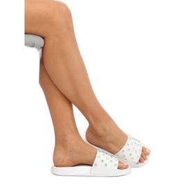 Blanc CK67P Chaussons blancs avec pierres 1