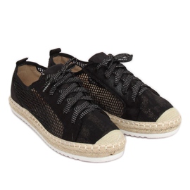 Espadrilles lacées noires B752S-BL Noir 1