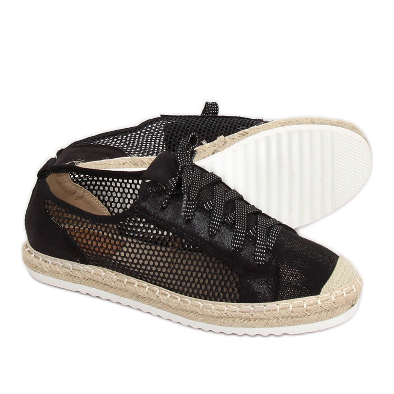 Espadrilles lacées noires B752S-BL Noir le noir 2