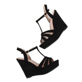 Sandales noires sur talon compensé A208 Noir le noir 4